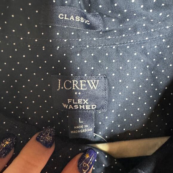 J.Crew Mens Button Down Shirt Large Navy Micro Dot Stretch Cotton NWT - Picture 2 of 7